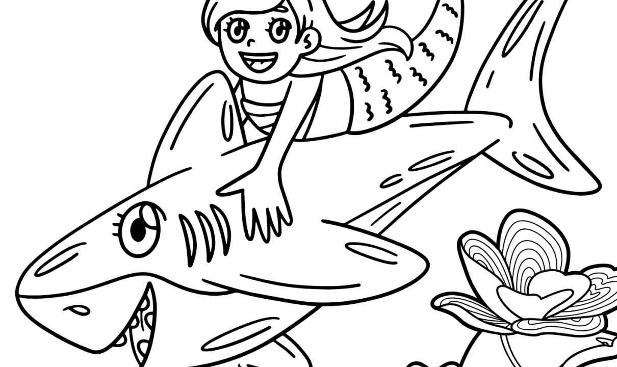 Gymnastics Colouring In Page Shark