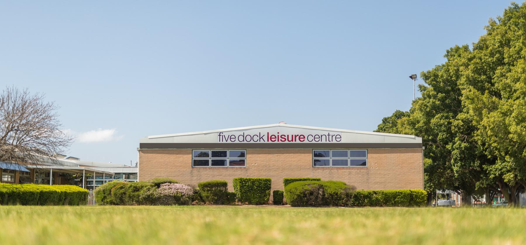 Image of Five Dock Leisure Centre building and park infront